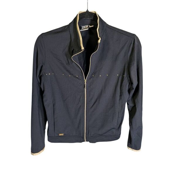 TAIL Tech Performance Golf Tennis Jacket Black Gold Sz L Rhinestone Zip Women's - Picture 1 of 8